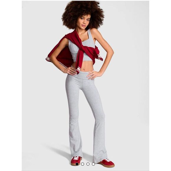 VS PINK valentines im extra grey red  flare yoga leggings pants xxl/2xl NwT - Picture 2 of 8